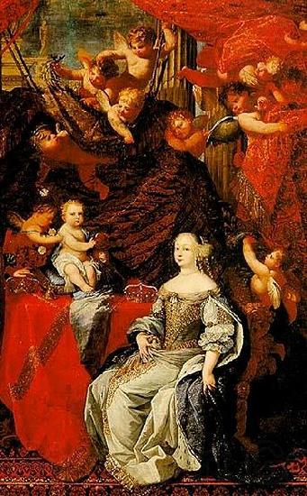 unknow artist Detail of an allegorical painting of the Duchess of Savoy with her son the future Vittorio Amedeo II Germany oil painting art